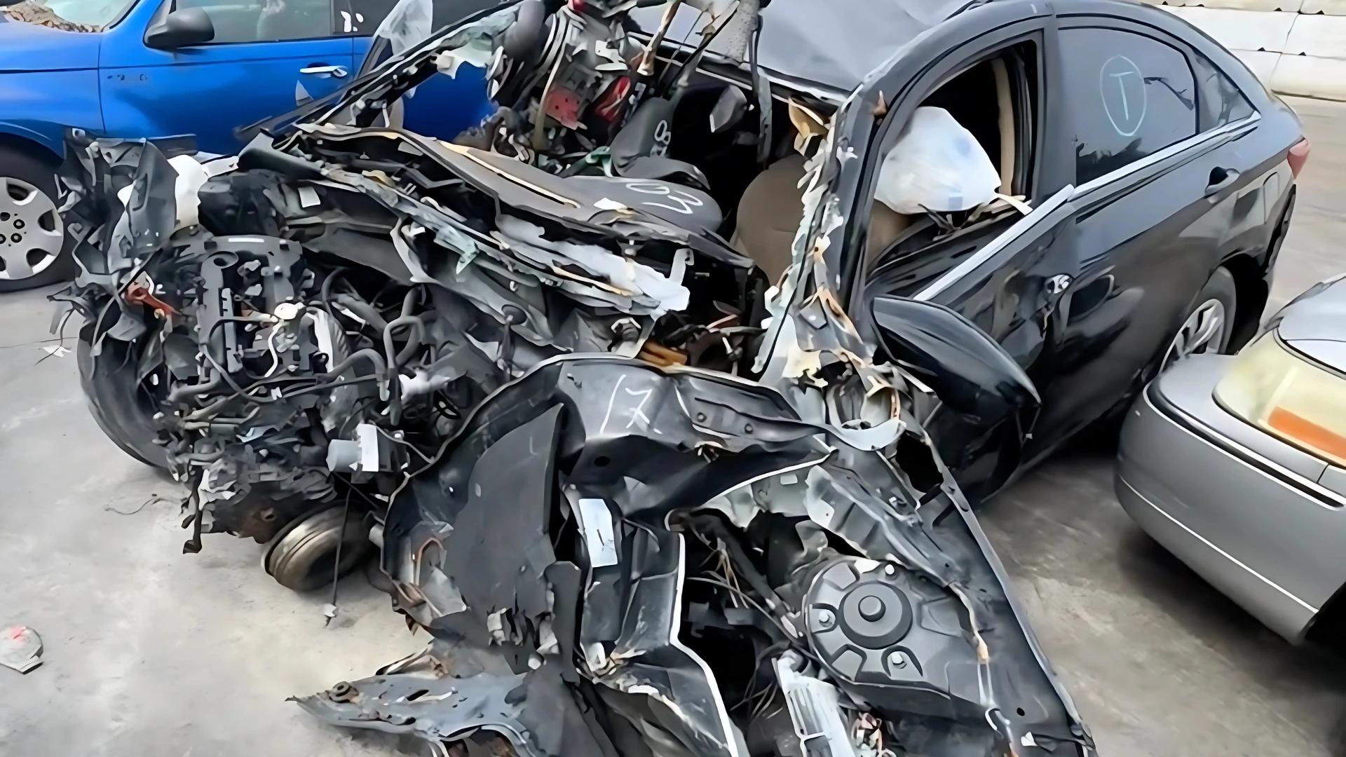 Severely damaged car illustrating the importance of junk car removal in Tamarac FL